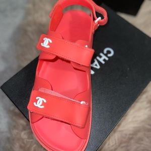 Pink Chanel Rubber Sandals